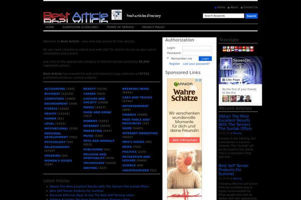 Article Directory theme site design template sample
