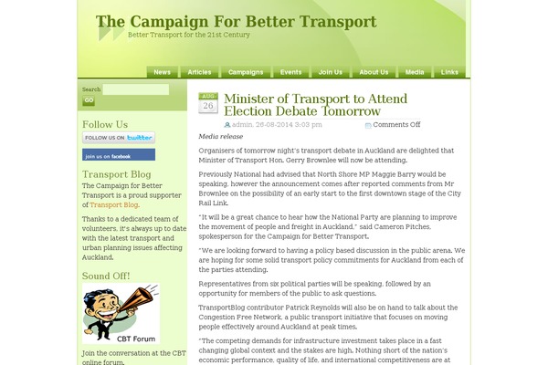 bettertransport.org.nz site used Cbt