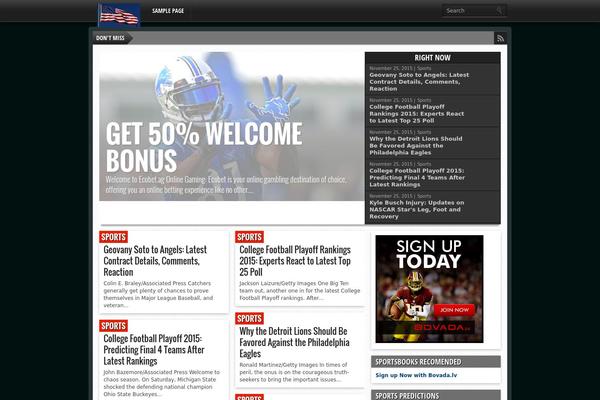Gameday theme site design template sample