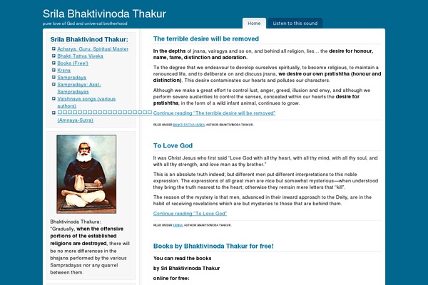bhaktivinoda.com site used Shades of Blue