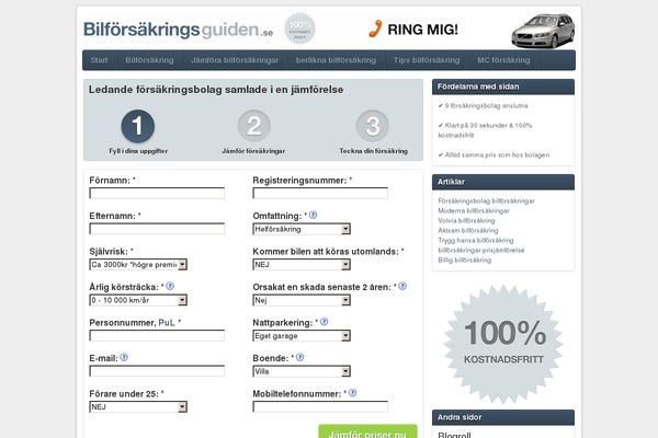 bilforsakringsguiden.se site used Fors