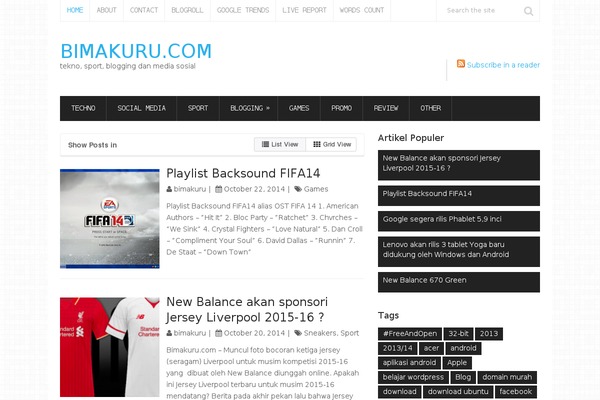 bimakuru.com site used Minimalist Newspaper