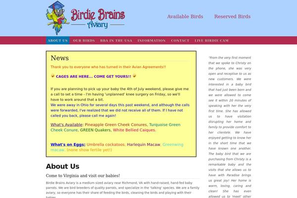 birdiebrainsaviary.com site used Gallerypro