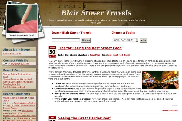 blairstovertravels.com site used Travelogue
