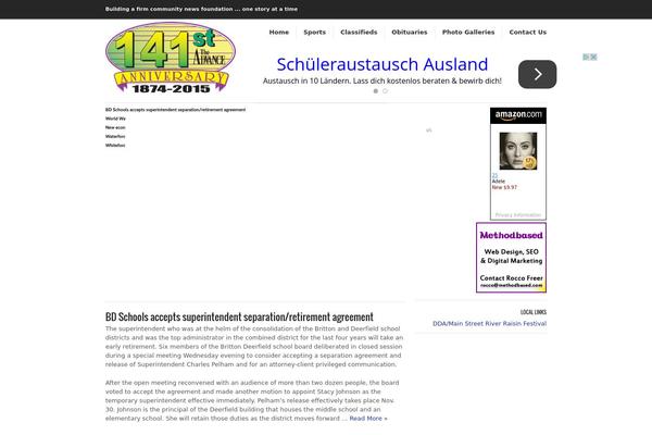 blissfieldadvance.com site used Reaction