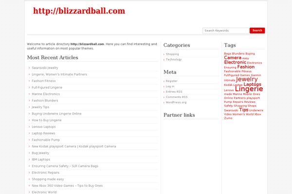 Article Directory theme site design template sample