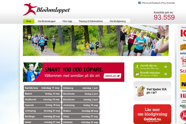 blodomloppet.se site used Blodomloppet23