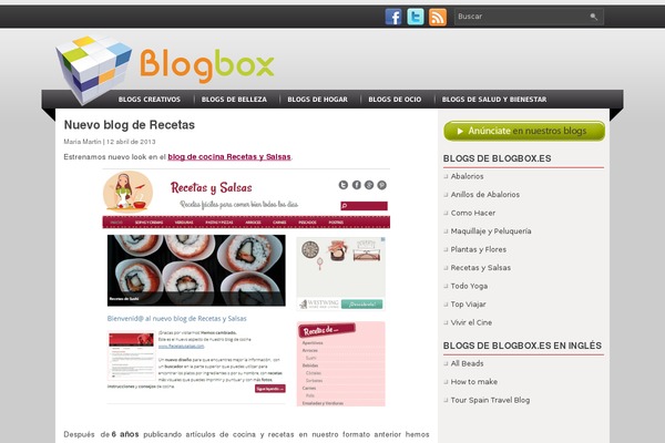 Blogbox theme site design template sample