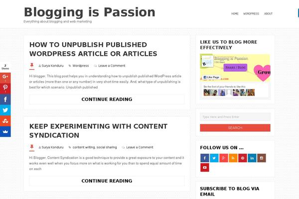 bloggingispassion.com site used LiveBlog