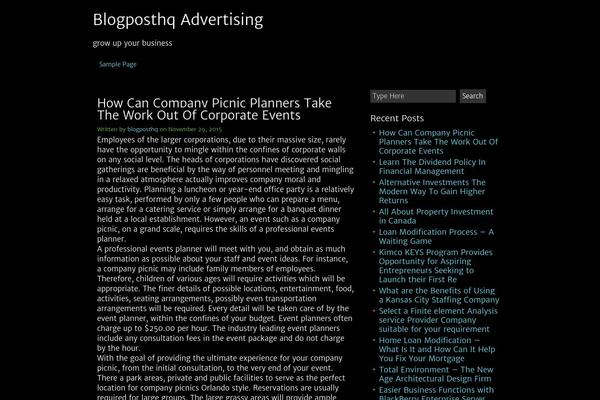 Clean Black theme site design template sample