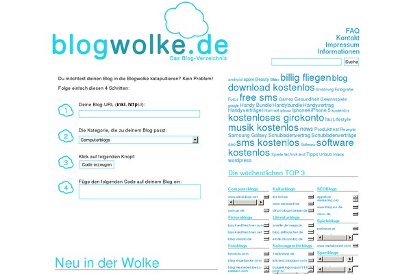 blogwolke.de site used Three Column Blue