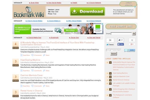 bookmarkwiki.com site used Submitpro