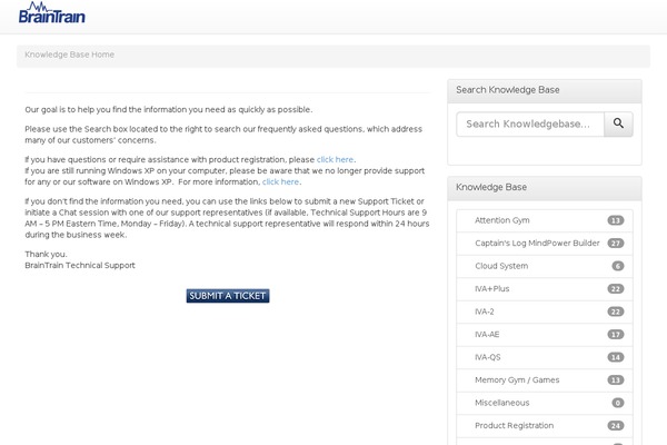 braintrainhelp.com site used WP Knowledge Base