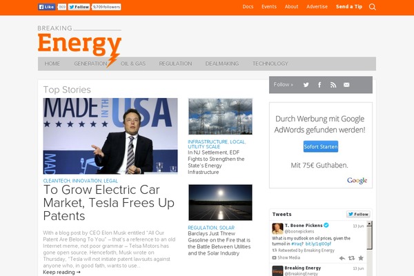 breakingenergy.com site used Breaking Media
