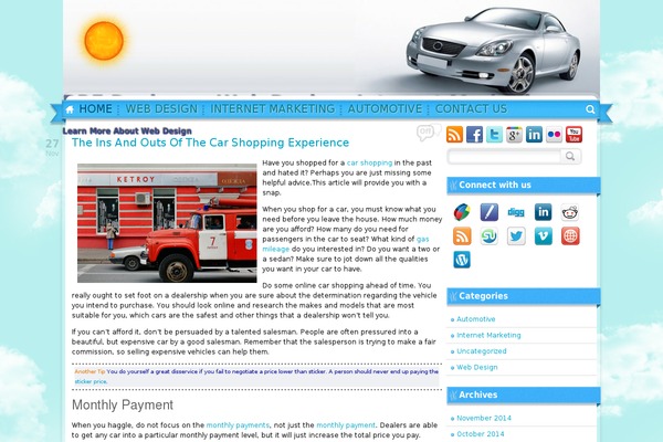 Sunny Blue Sky theme site design template sample