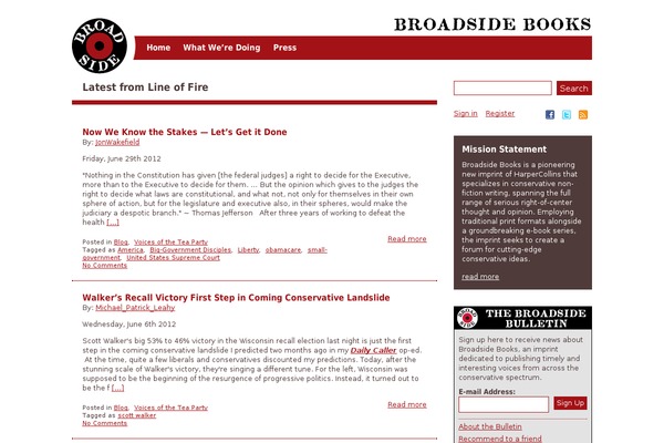 Broadside theme site design template sample