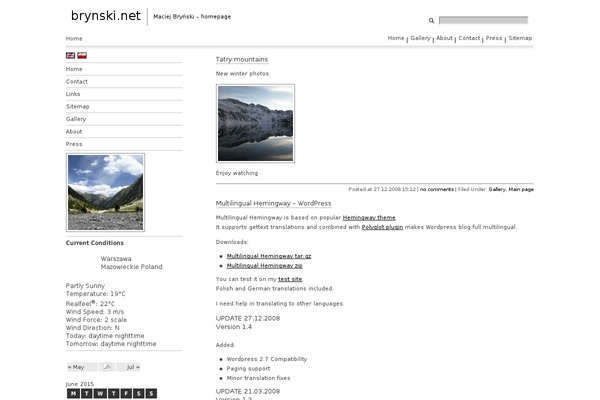 Hemingway theme site design template sample