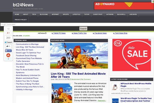 bt24news.com site used Magbook