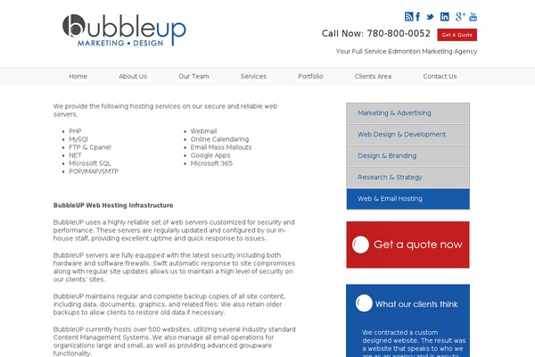 bubbleuphosting.ca site used Bubbleup