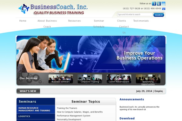 Site using news announcement scroll plugin