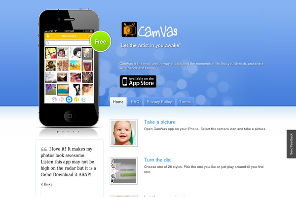 camvas.it site used Iphone App