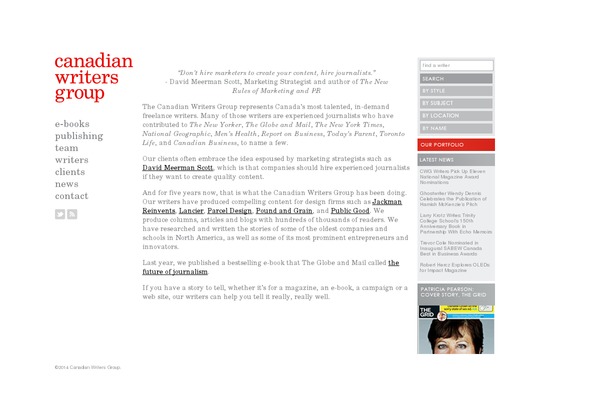 canadianwritersgroup.com site used Cwg