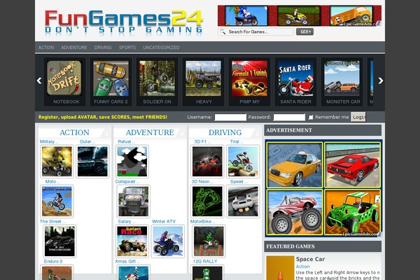 FunGames theme site design template sample