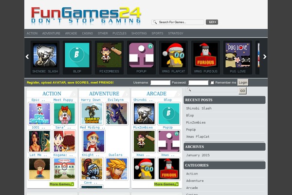 FunGames theme site design template sample