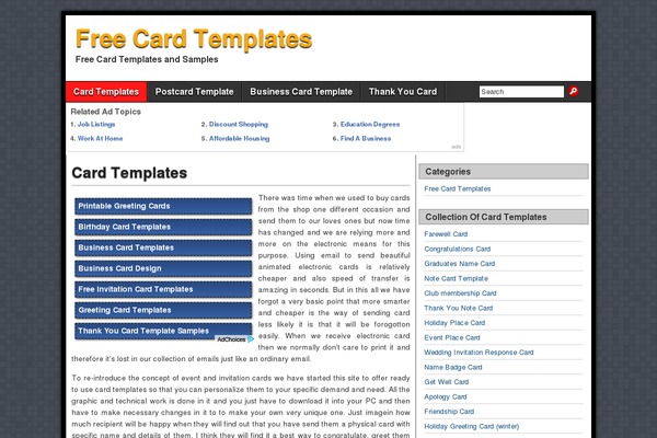 cardtemplatesfree.org site used Asteroid