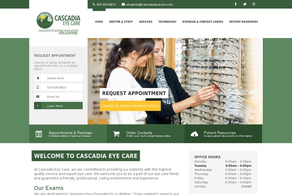 cascadiaeyecare.com site used Pecaa_layout_3