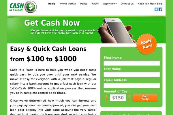 cashinaflash.co.nz site used Moxie