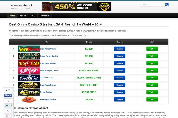 casino.nf site used Overlay Theme