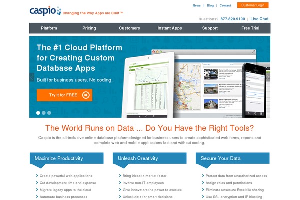caspio theme websites examples