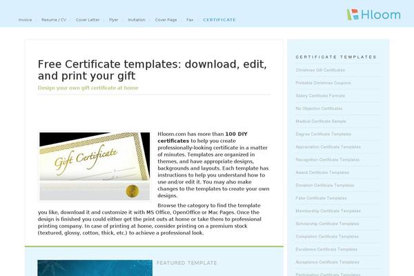 certificatetemplatesonline.com site used Hloom-child