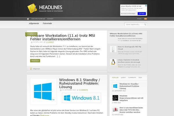 Headlines theme site design template sample