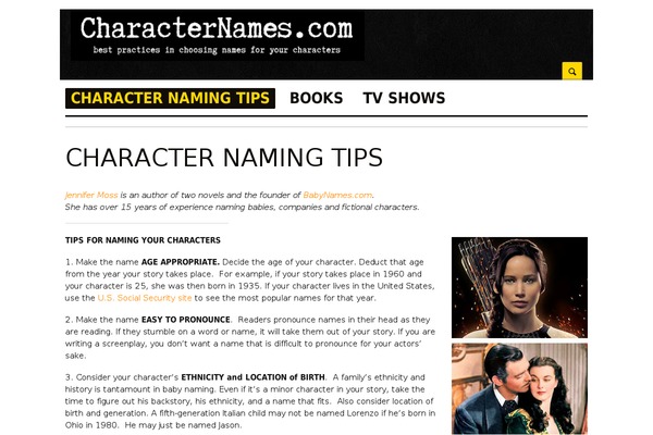 characternames.com site used NewsSetter