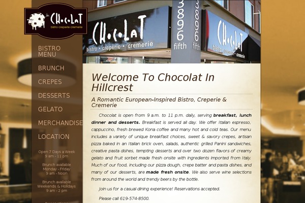 Chocolat theme site design template sample