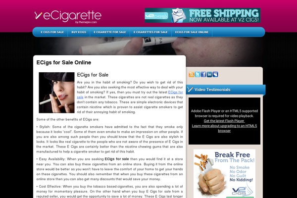 eCigarette theme websites examples