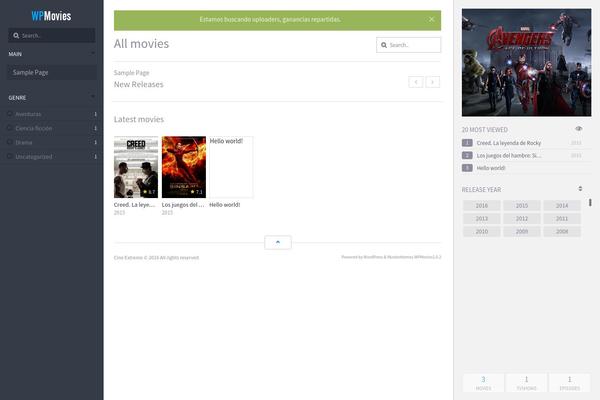 cineextremo.com site used Wpmovies