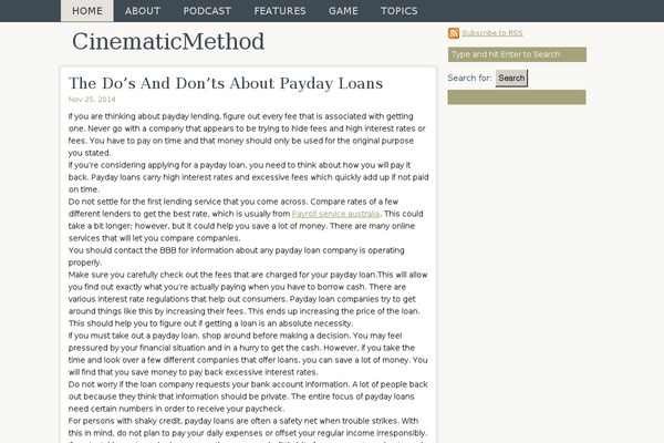 cinematicmethod.com site used Simple Blog Design