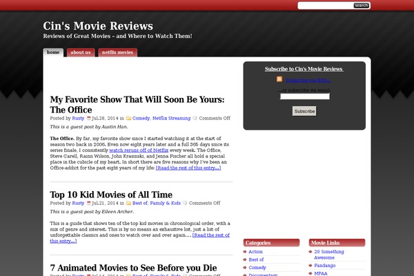 cinsmoviereviews.com site used Studiopress_red