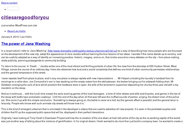 citiesaregoodforyou.com site used Grid Blogwaves