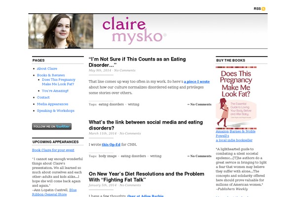 clairemysko.com site used Cutline 3 Column Split