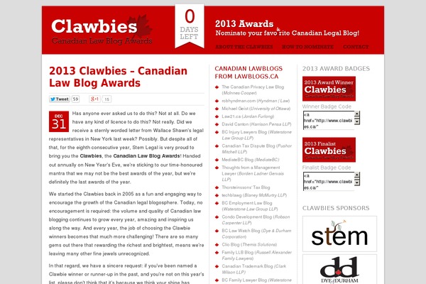 clawbies.ca site used Clawbies2023