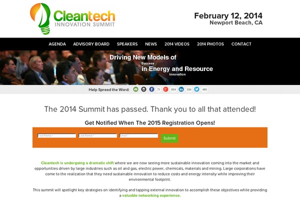 cleantechsummit.com site used Range