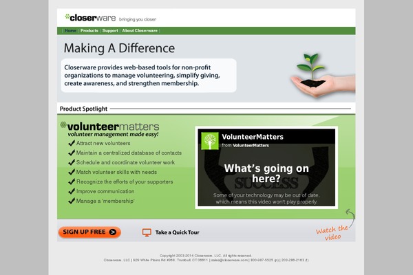 closerware.com site used Volunteer
