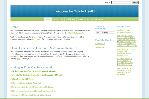coalitionforwholehealth.org site used Fadtastic