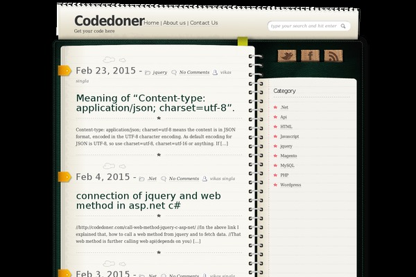 codedoner.com site used Diary
