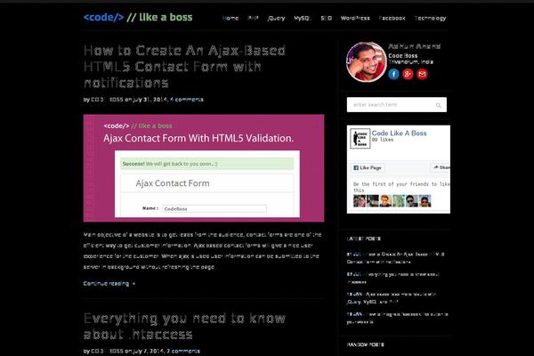 codelikeaboss.com site used Codebosstheme