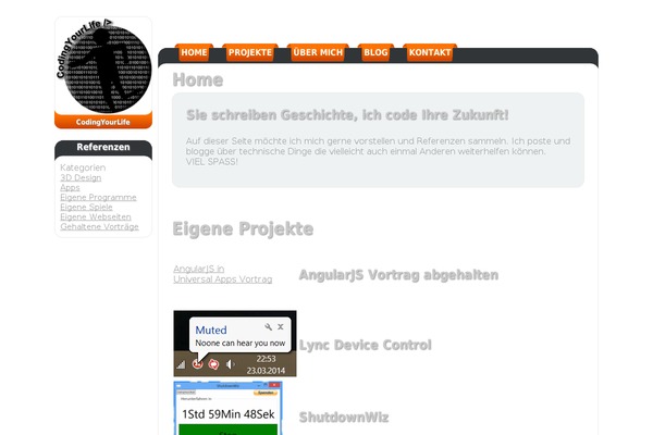 codingyourlife.at site used Codingyourlife